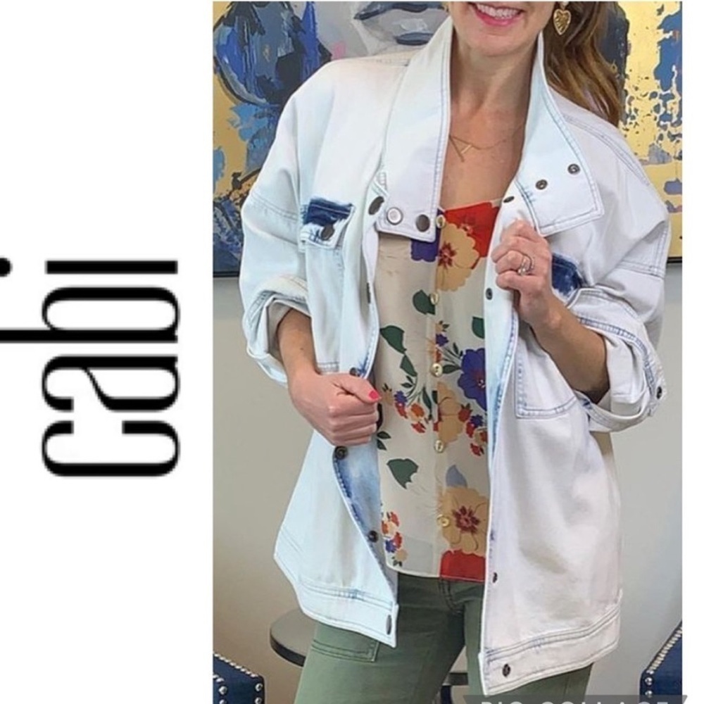 Cabi Drew Denim Jacket Small 5853 Oversized Drop Shoulder Snap Closure Retro EUC